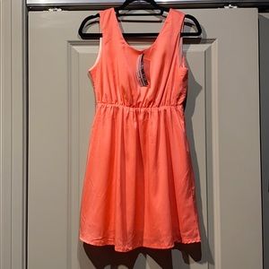 Coral sleeveless dress ladies size L by Gold Stone